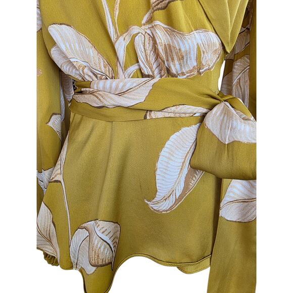 BANANA REPUBLIC Yellow Floral Wrap Blouse - Picture 4 of 6
